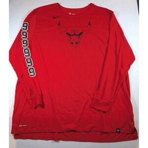 Nike NBA Chicago Bulls Dri-fit Loose Fit Long Sleeve‎ Red T-shirt